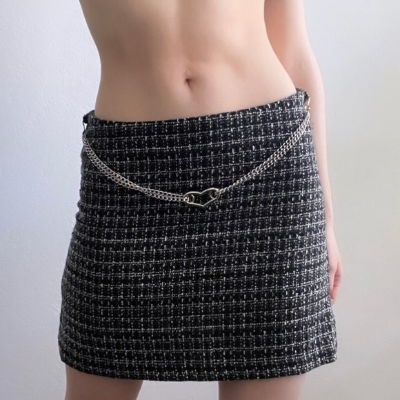 No Boundaries Dresses & Skirts - No Boundaries Vintage Y2K Tweed Heart Chain Belted Mini Skirt